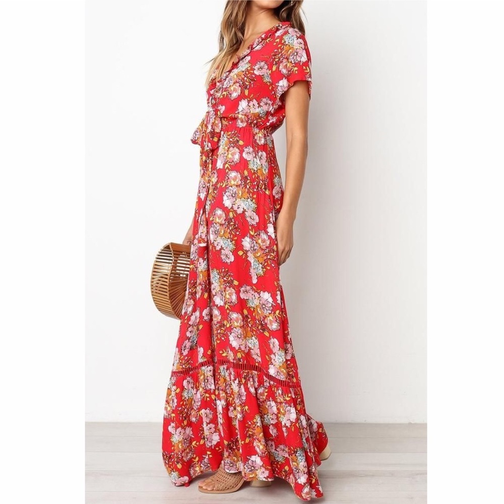 🚨25% Off Bundles🚨 Floral Tie Front Maxi Dress